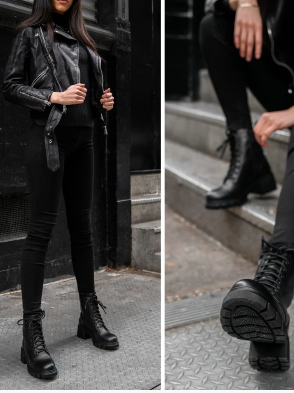Women's Coda Black Lace-Up Chunky Heel Combat Boots By Thursday Boot  Size 8
